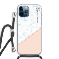 Marmer in stijl: iPhone 12 Pro Max Transparant Hoesje met koord