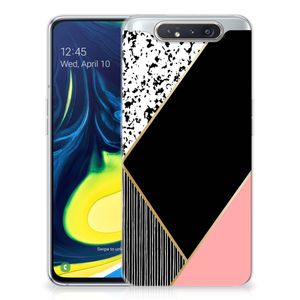 Samsung Galaxy A80 TPU Hoesje Zwart Roze Vormen