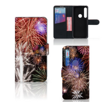 Motorola Moto G8 Plus Wallet Case met Pasjes Vuurwerk - thumbnail