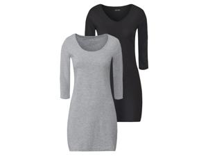 esmara Dames longshirts, 3/4-mouwen, set van 2 (XS (32/34), Grijs/zwart)