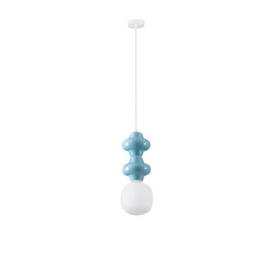 Lyora HanglampClio M blauw keremiek met wit glas - 9009113