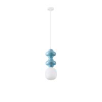 Lyora HanglampClio M blauw keremiek met wit glas - 9009113