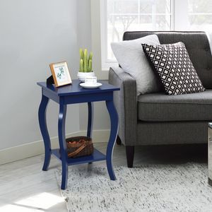 Set van 2 Nachtkastjes Accent Tafels met Elegante Gebogen Poten 2 Niveaus Bijzettafel van Hout Laptoptafel Banktafel 40 x 40 x 60 cm