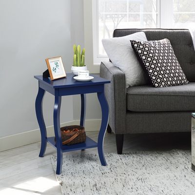 Set van 2 Nachtkastjes Accent Tafels met Elegante Gebogen Poten 2 Niveaus Bijzettafel van Hout Laptoptafel Banktafel 40 x 40 x 60 cm