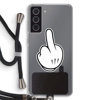 Middle finger white: Samsung Galaxy S21 FE Transparant Hoesje met koord