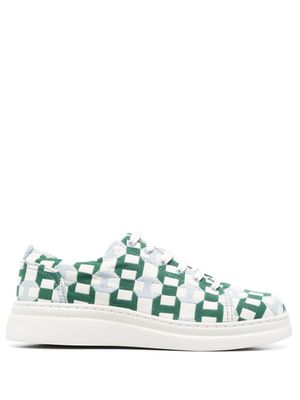 Camper baskets à motif monogrammé - Vert