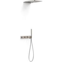 Regendouche set Tres B-System | Inbouw | Thermostaatkraan | 3-weg | Rechthoekig | RVS look