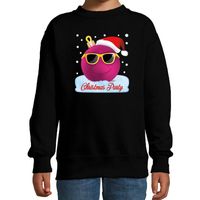 Foute kersttrui / sweater coole kerstbal zwart voor meisjes - thumbnail