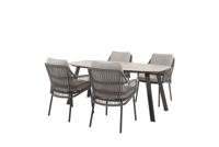 Alicante diningset met Manolo tafel antraciet printed keramiek 180 x 90 cm Taste - Taste