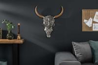 Extravagante wanddecoratie EXOTIC BULL 57cm zilveren mangohouten stierenkop - 39091