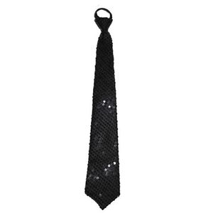 Carnaval verkleed stropdas met glitter pailletten - zwart - polyester - heren/dames
