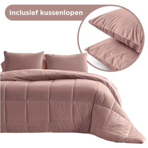 Zavelo Easy All-in-one Dekbed zonder Overtrek Velvet Oud Roze - Met Kussenslopen-Lits-Jumeaux (240x200 cm)