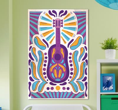 Canvas schilderij veelkleurig gitaar