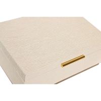 Doos-Juwelenkistje Home ESPRIT Wit Gouden Hout (2 Stuks)