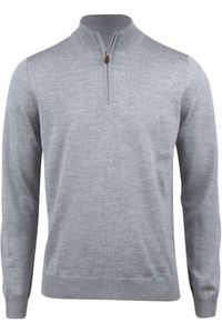 Stenströms Fitted Body Half-Zip Sweater grijs, Effen