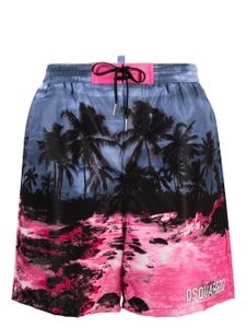 DSQUARED2 short de bain à imprimé tropical - Bleu