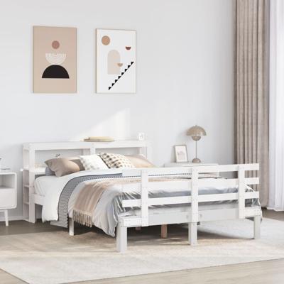 Bedframe met hoofdeinde zonder matras 120x200 cm wit