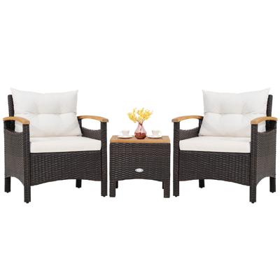 Terrasmeubelset Tuinmeubelset Buiten Rotan Meubelset met Koffietafel Wit