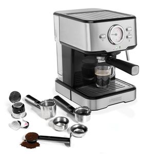 Princess 249412 Espressomachine Met melkopschuimpijpjes voor cappucino en latte macchiato 2 kopjes