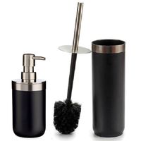 Badkamer accessoires set 2-delig zwart zeeppompje en toiletborstel - Badkameraccessoireset - thumbnail