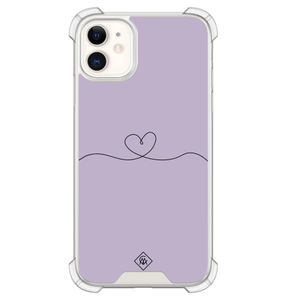 iPhone 11 shockproof hoesje - Lila hart