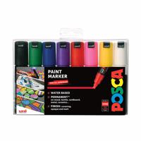 uni-ball Paint Marker op waterbasis Posca PC-8K doos van 8 stuks in geassorteerde kleuren - thumbnail