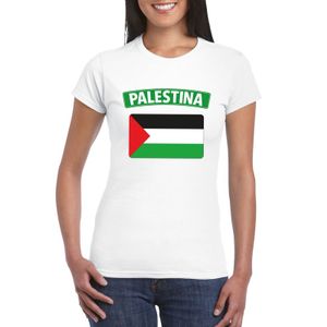 T-shirt met Palestijnse vlag wit dames