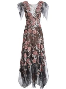 Marchesa robe longue à fleurs - Noir