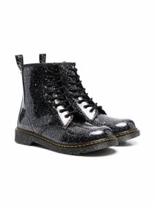 Dr. Martens Kids bottines lacées à paillettes - Noir