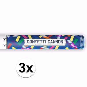 3x Confetti kanon mix kleuren 40 cm   -