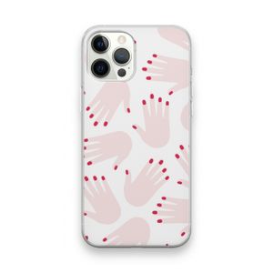 Hands pink: iPhone 12 Pro Max Transparant Hoesje