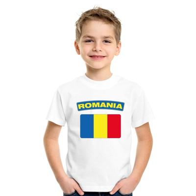 Supporters kleding - t-shirt van vlag Roemenie - wit - voor kinderen - korte mouwen - sport Supporters kleding - t-shirt van vlag Roemenie - wit - voor kinderen - korte mouwen - sport