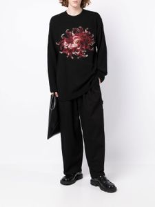 Yohji Yamamoto pull en laine à fleurs - Noir