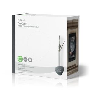Nedis Coaxkabel op Haspel | RG58C/U | 50 Ohm | Dubbel Afgeschermd | ECA | 50.0 m | Coax | PVC | Wit | Gift Box - CSBG4025WT500