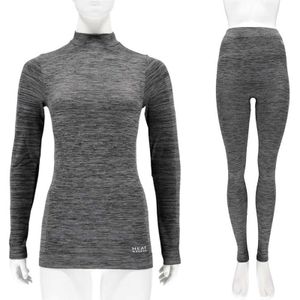 Thermo kleding set shirt en broek zwart melange dames maat M