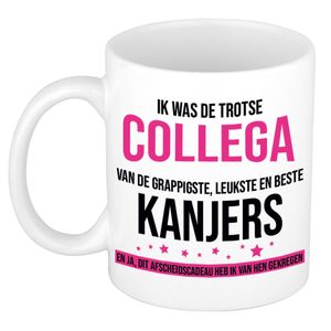 Cadeau koffie/thee mok voor collega - roze - afscheid collega - keramiek - 300 ml