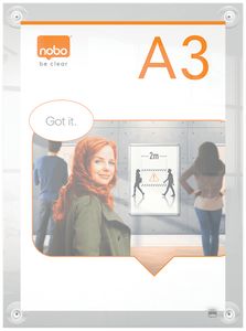 Nobo Premium Plus verplaatsbaar acryl informatiebord, wandgemonteerd, ft A3