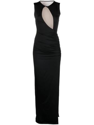 Noire Swimwear robe longue à encolure asymétrique