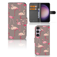 Samsung Galaxy S24 Plus Telefoonhoesje met Pasjes Flamingo