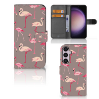 Samsung Galaxy S24 Plus Telefoonhoesje met Pasjes Flamingo - thumbnail