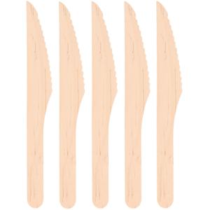 100x houten wegwerp messen bestek 16 cm bio/eco