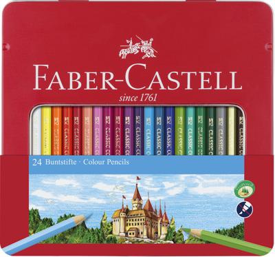 Faber Castell fc-115824 kleurpotlood faber-castell castle zeskantig metalen etui met 24 stuks