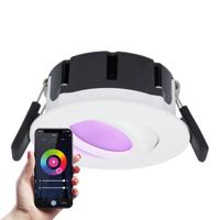 Napels smart inbouwspot - IP65 waterdicht - 8 Watt 600 Lumen - Kantelbaar - Wifi + Bluetooth - RGBWW - Google Home, Amazon Alexa en Siri - Wit - Voor binnen en buiten