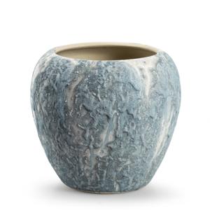 Jodeco Plantenpot/bloempot Marble - wit/ijsblauw - keramiek - 18x16cm   -