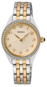 Seiko SUR480P1 dameshorloge met kristal en Cabochonknop 29 mm