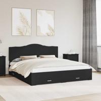 Bedframe met hoofdeinde Zwart 200 x 200 cm Bewerkt hout