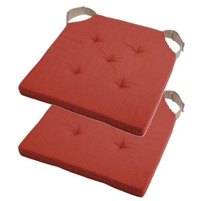 Stof Textile stoelkussen DUO - 2x - terracotta - 38 x 38 x 4 cm - klittenband sluiting