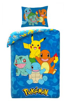 Pokémon Dekbedovertrek starters blauw 140 x 200 cm