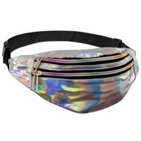 Hip heuptasje/fanny pack/buideltasje holografisch print zilver - Festival/carnaval