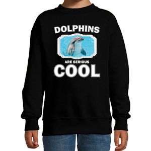 Sweater dolphins are serious cool zwart kinderen - dolfijnen/ dolfijn trui 14-15 jaar (170/176)  -